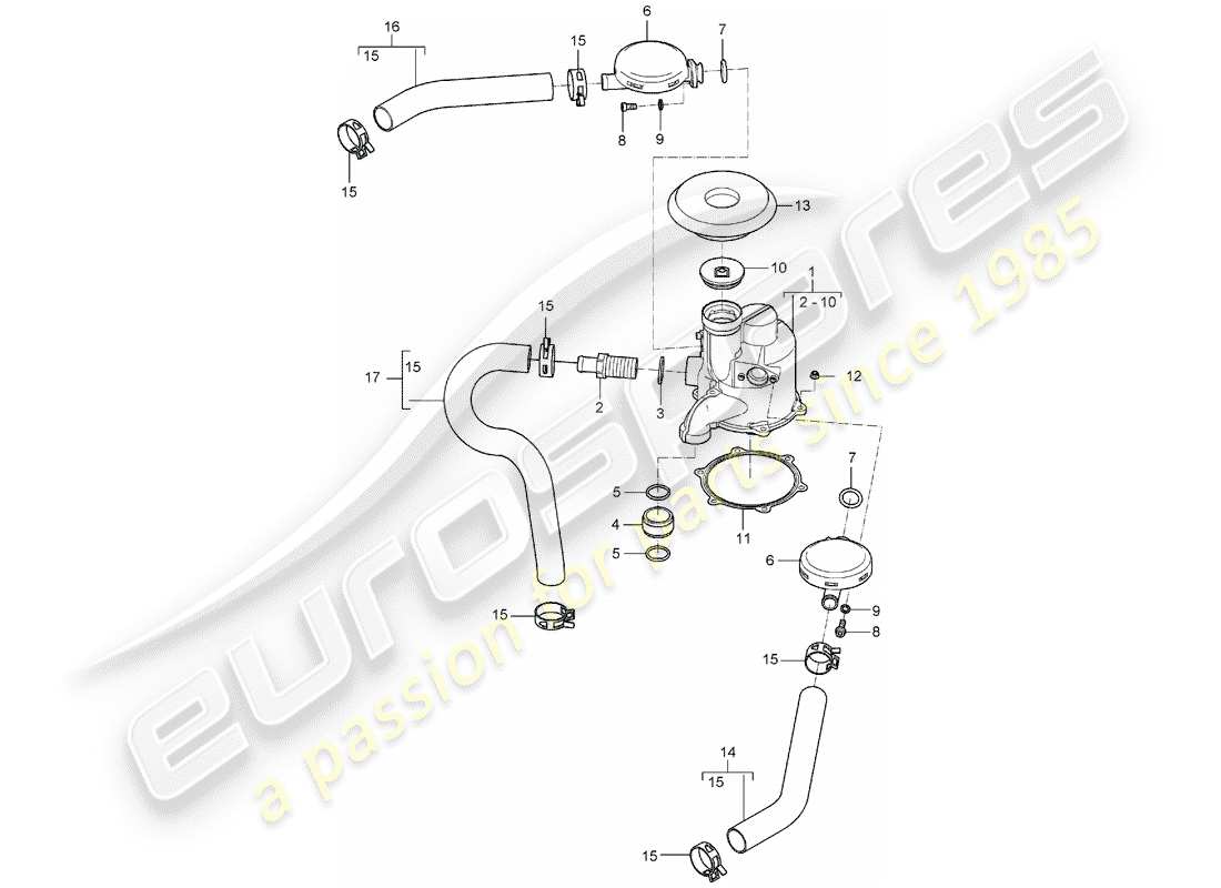 porsche 2004 (carrera gt) engine lubrication - air/oil separator parts diagram