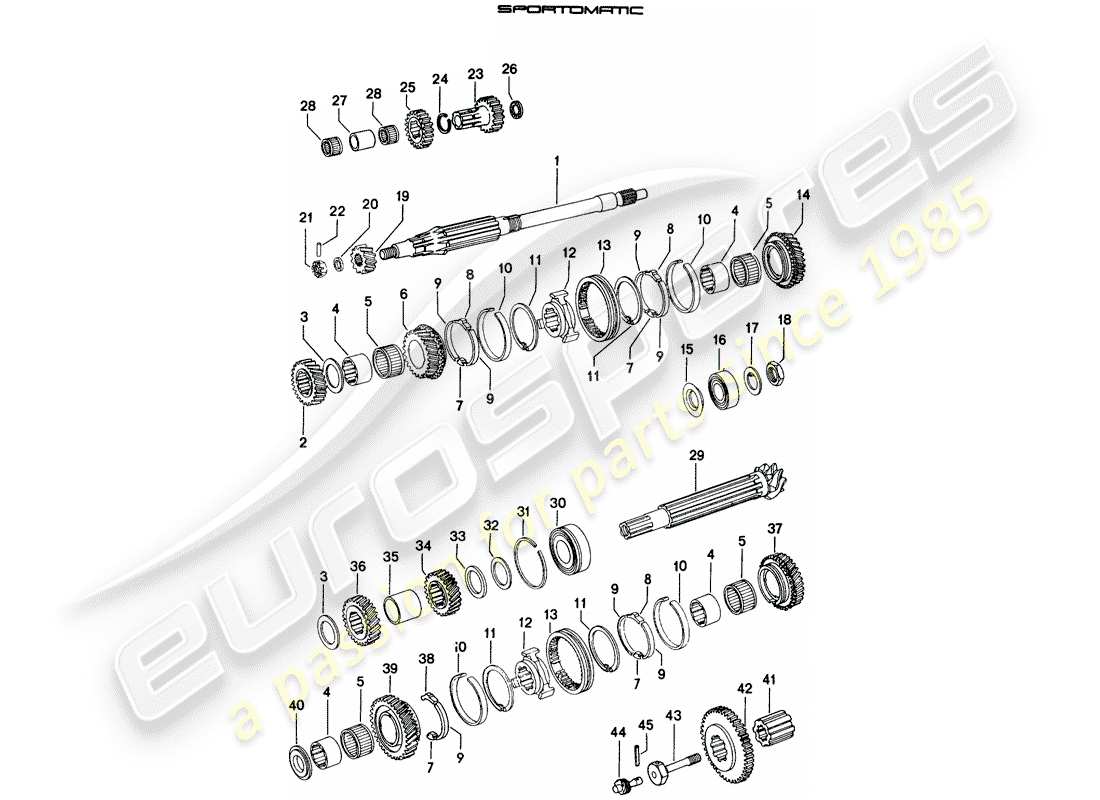 porsche 1975 (914) gears and shafts part diagram