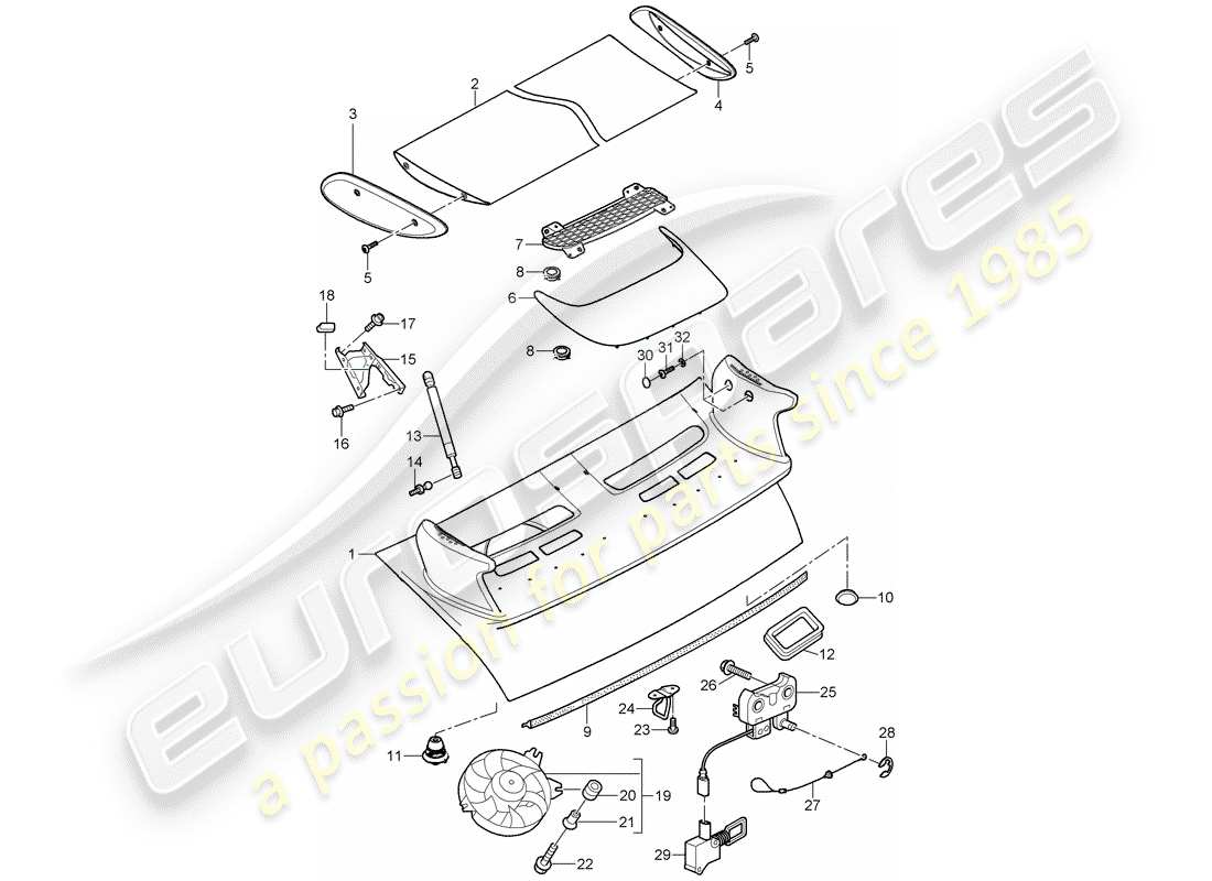 porsche 2011 (997-2 gt3) cover parts diagram