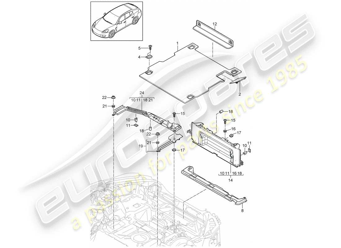 porsche 2014 (panamera 970) luggage boot trims lower for vehicles with hybrid drive d - mj 2012>> part diagram