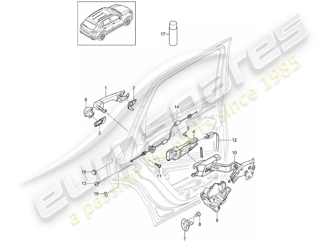 porsche 2014 (cayenne e2 92a) door handles rear door lock d >>- mj 2014 part diagram