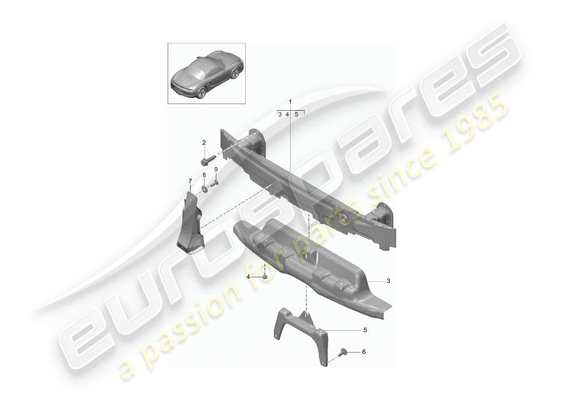 porsche 2013 (981 boxster) bumper carrier rear parts diagram