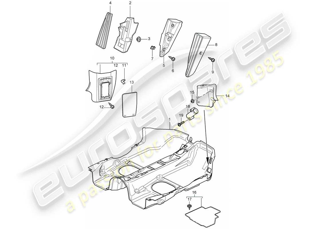 porsche 2009 (997-2) floor cover parts diagram