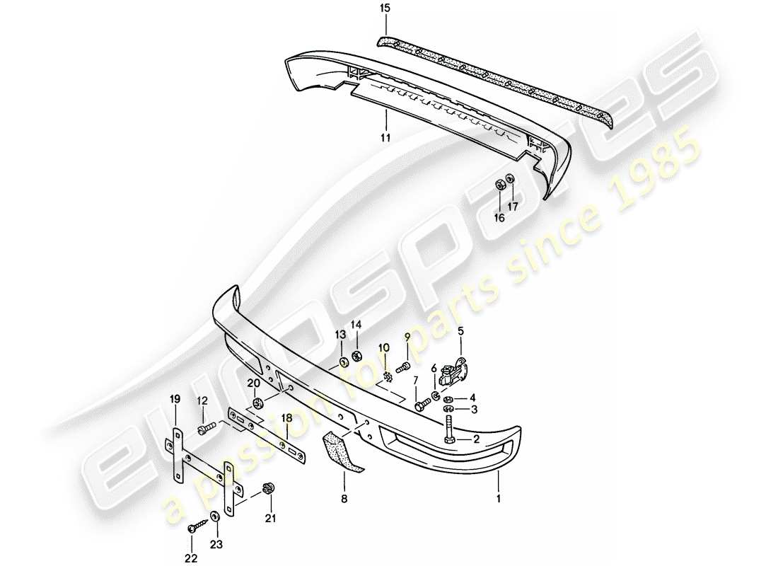 porsche 1979 (924) bumper - without: - buffer parts diagram