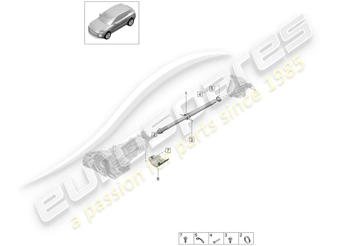 porsche 2020 (macan) cardan shaft parts diagram