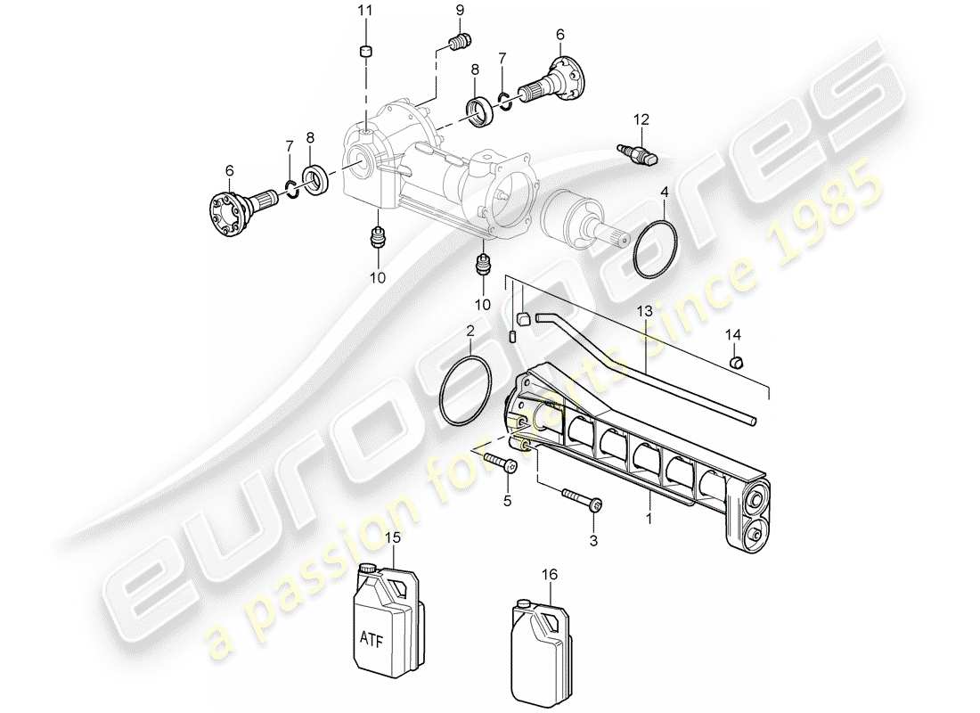 porsche 2009 997-2 turbo / gt2 front axle differential parts diagram