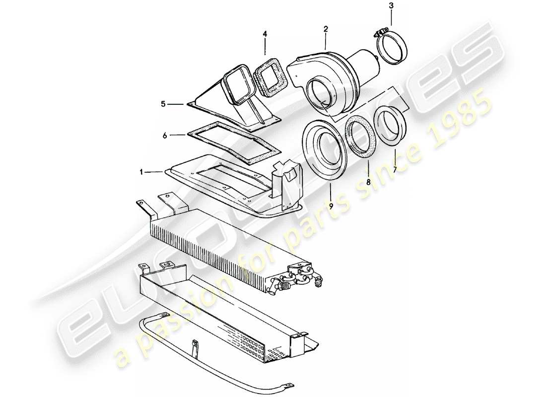porsche 1983 (911) fan part diagram