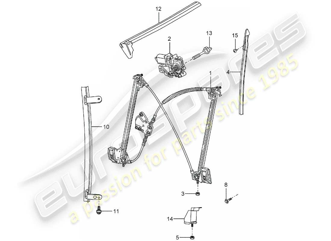 porsche 2006 (carrera gt) window regulator part diagram