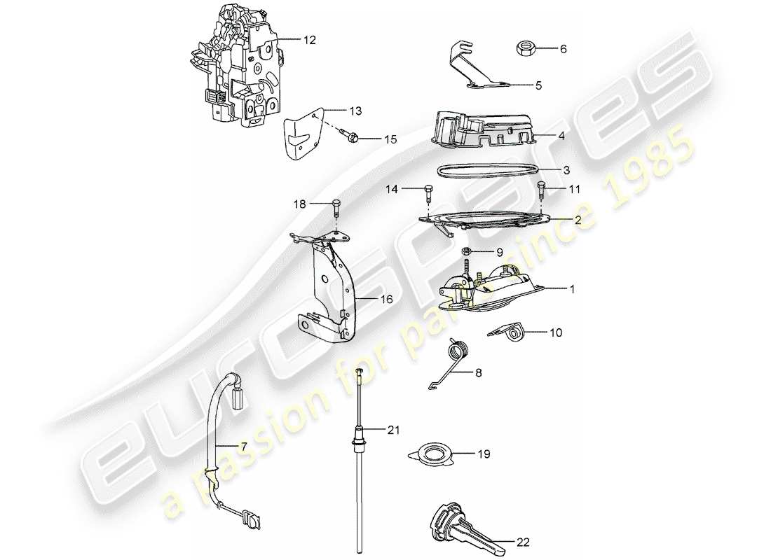 porsche 2004 (carrera gt) door handle - door latch parts diagram