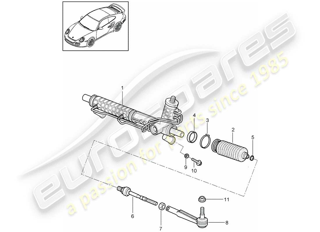 porsche 2011 (997-2 turbo / gt2 rs) power steering parts diagram