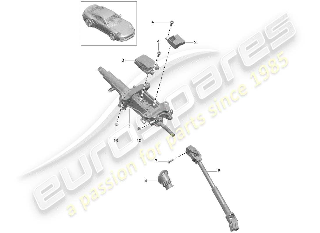 porsche 2016 (991-1 turbo) steering column intermediate steering shaft d - mj 2017>> part diagram
