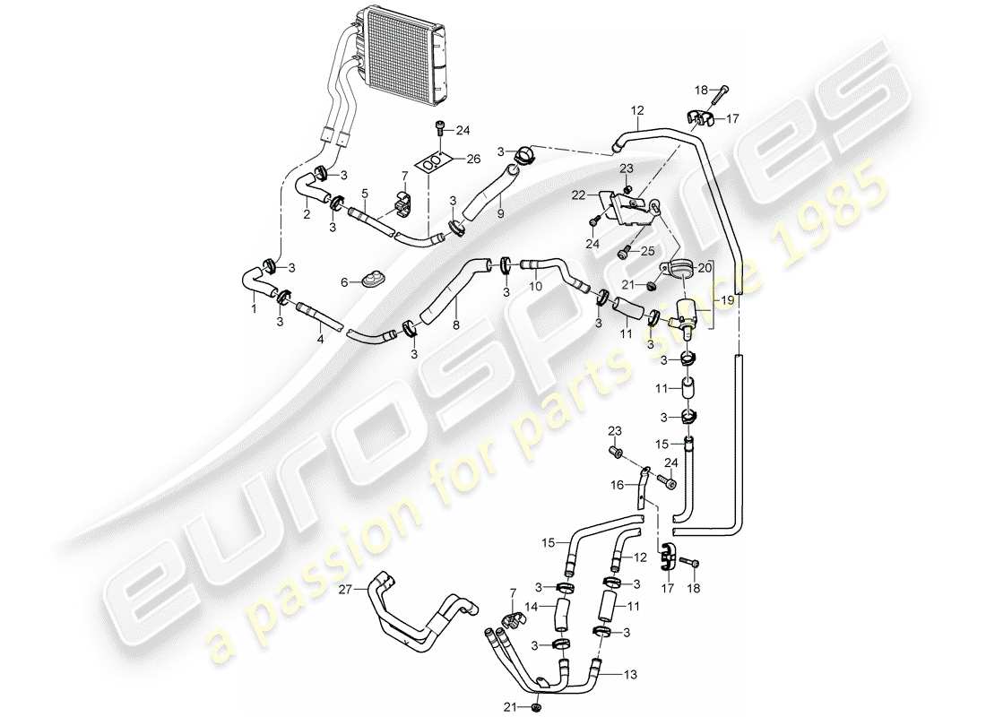 porsche cayenne (2005) heater parts diagram