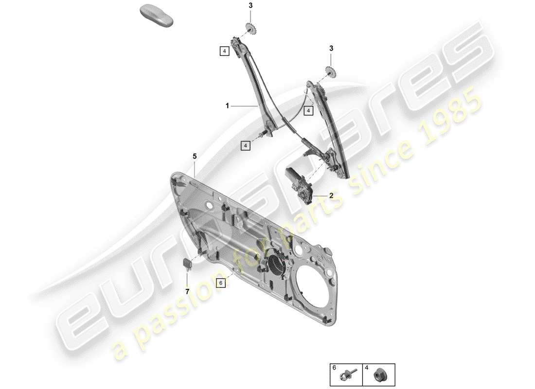 porsche 2020 (718 boxster spyder) window regulator parts diagram