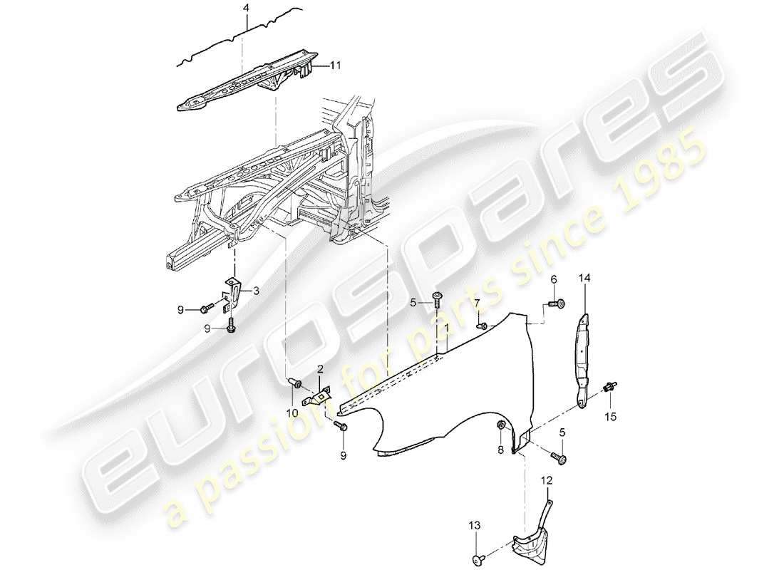 porsche 2004 (cayenne e1 9pa) wing parts diagram