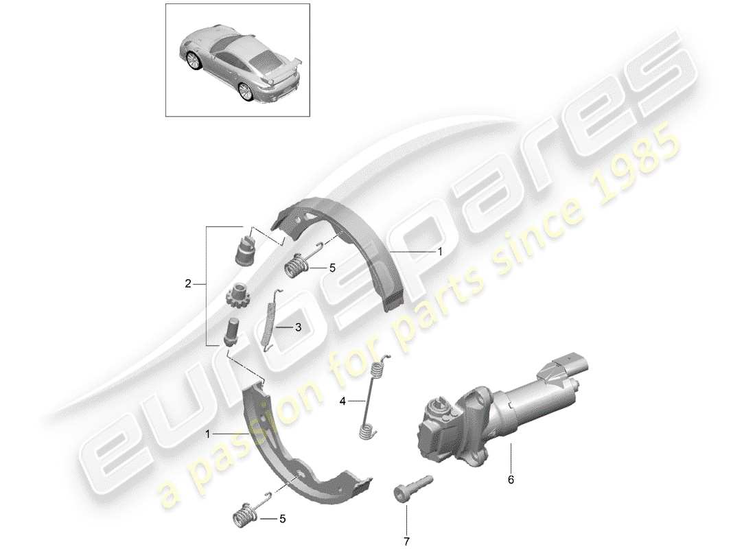 porsche 2014 (991-1 turbo) parking brake part diagram