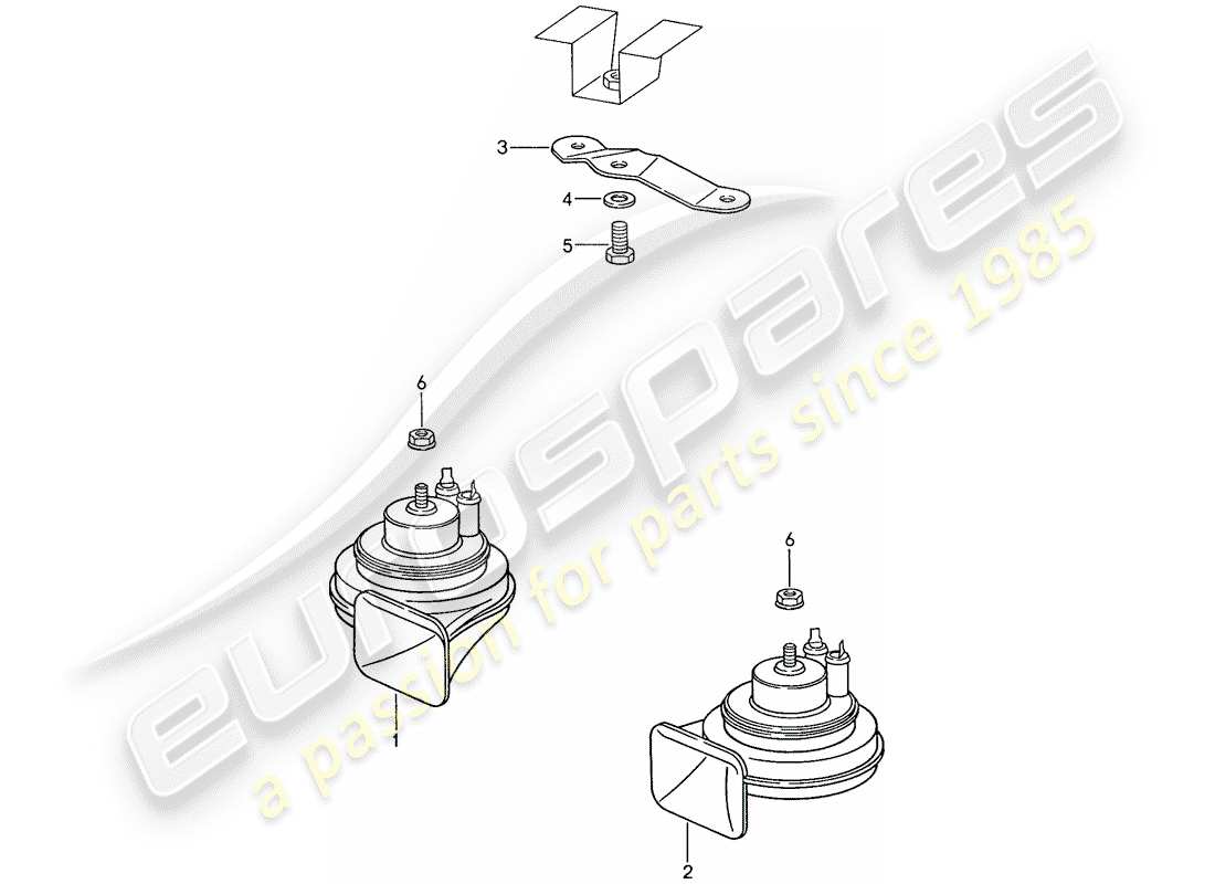 porsche 1990 (944) horn part diagram