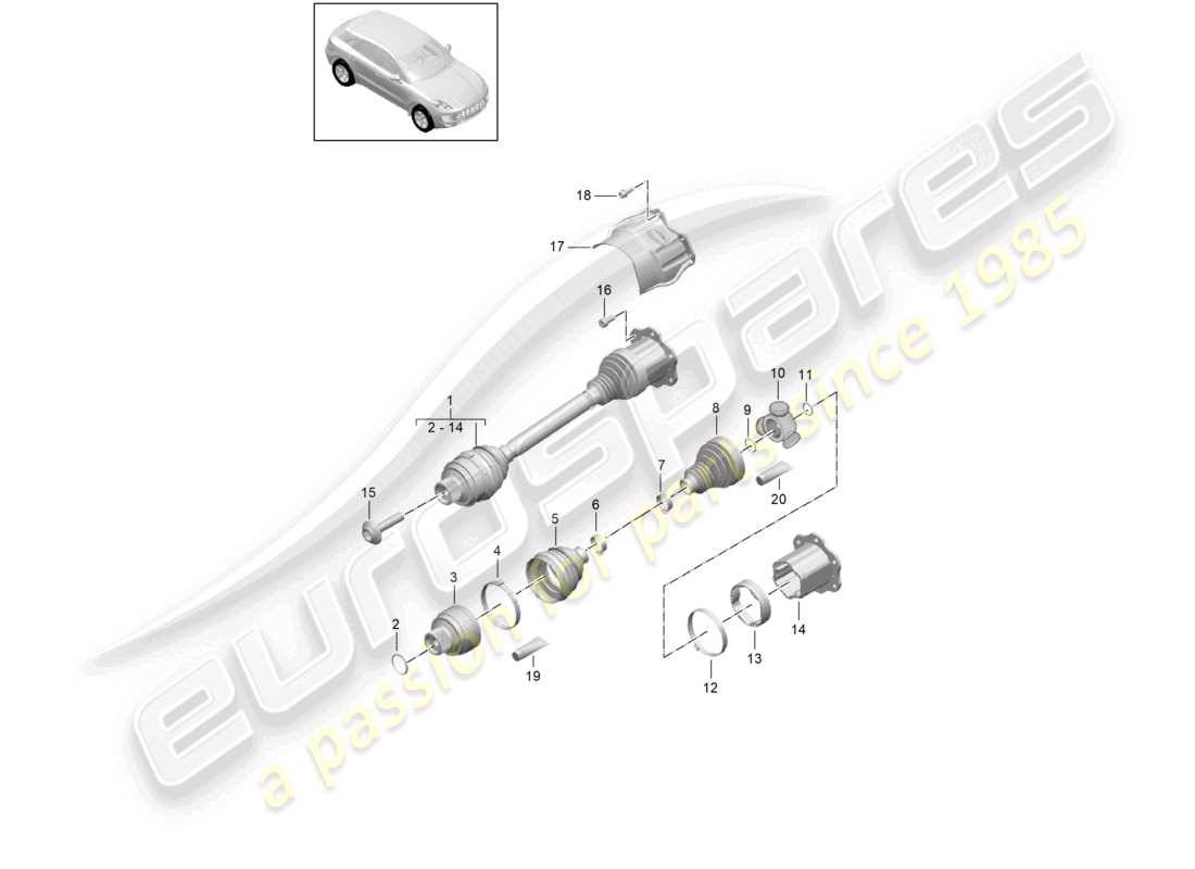 porsche 2018 (macan) drive shaft d - mj 2017>> part diagram