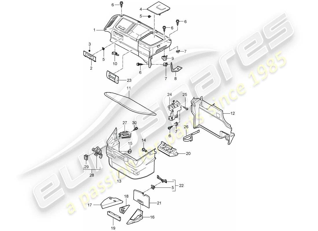 porsche 2009 (997-2) luggage compartment parts diagram