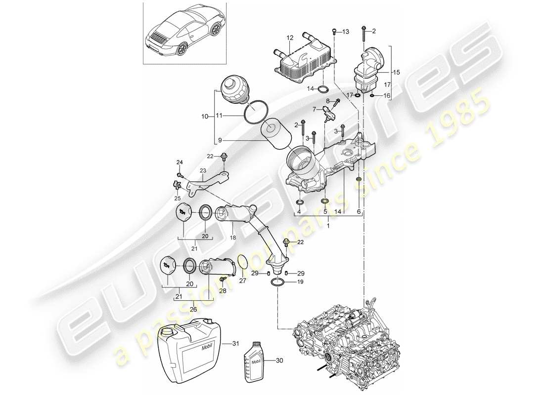 porsche 2010 (997-2) engine lubrication parts diagram
