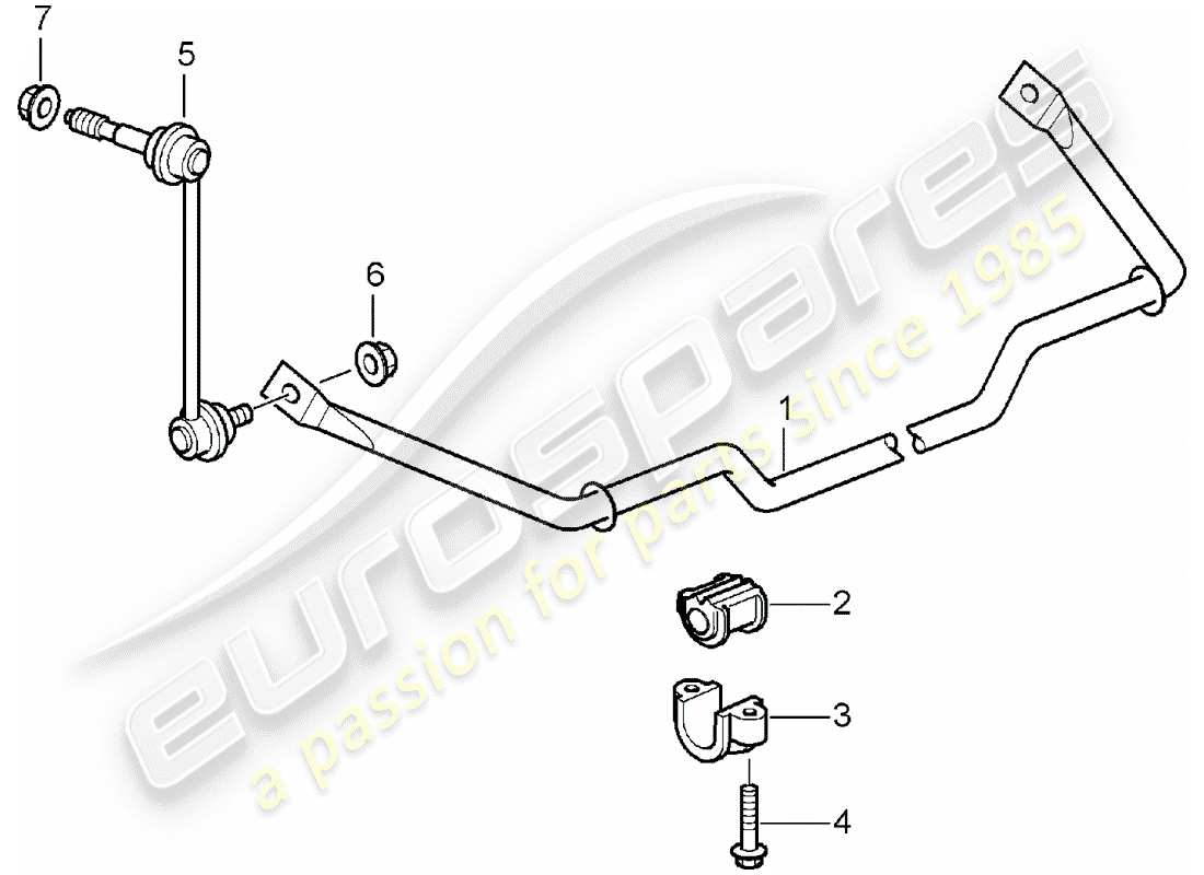 porsche 2008 (987 boxster) anti-roll bar parts diagram