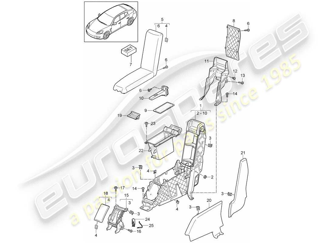 porsche 2012 (panamera 970) centre console rear version business d - mj 2014>> part diagram