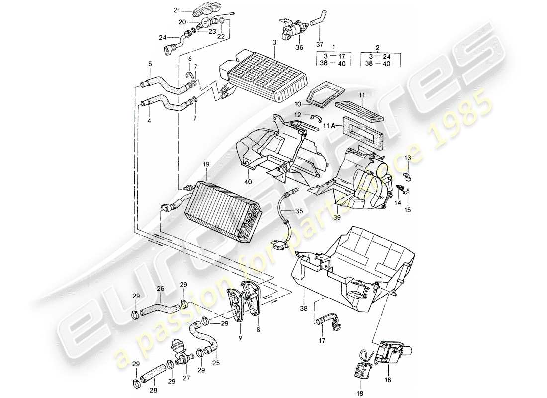 porsche 1995 (968) heater - air conditioner part diagram