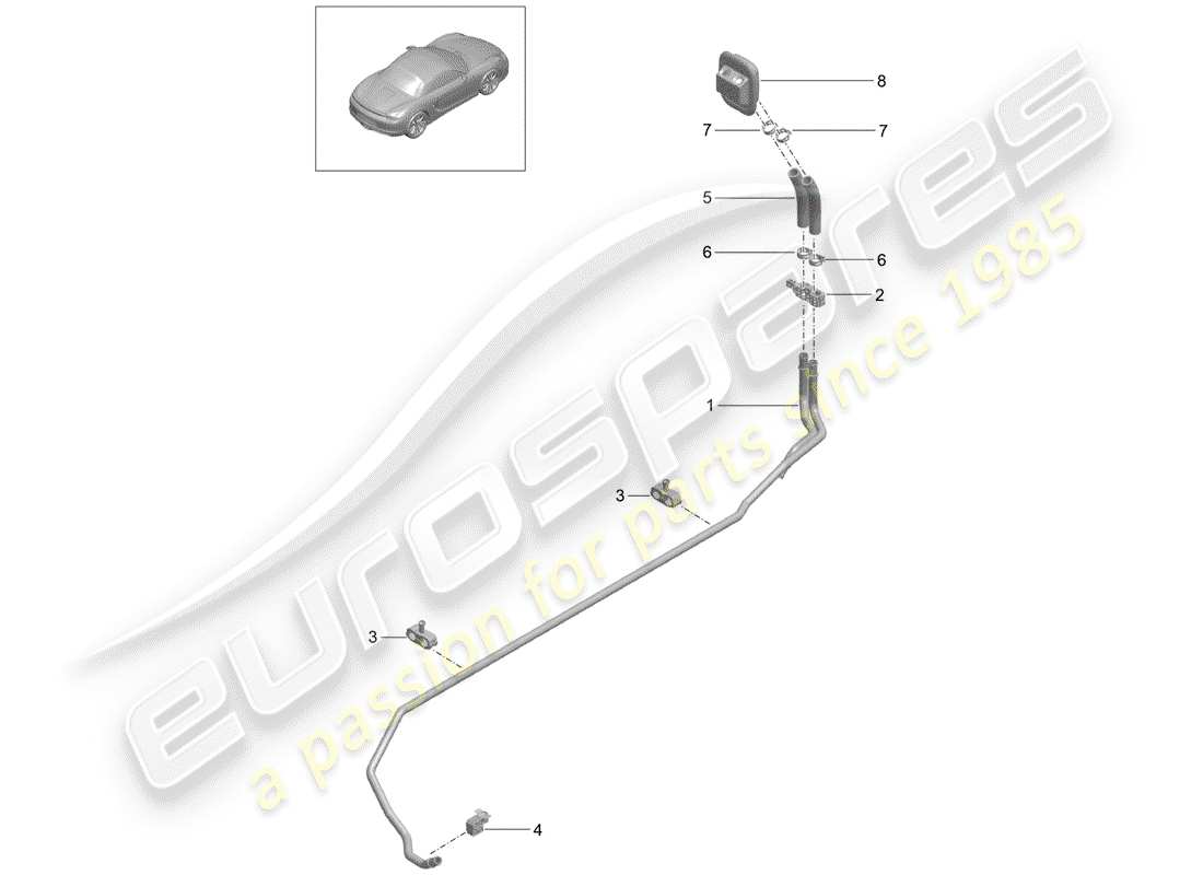 porsche 2015 (981 boxster) heater supply pipe return line parts diagram