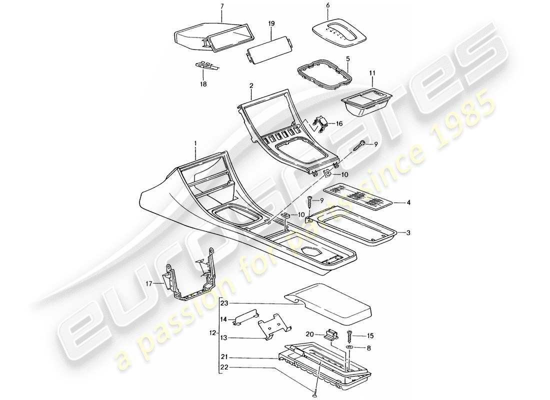 porsche 1987 (944) cassette holder - center console parts diagram