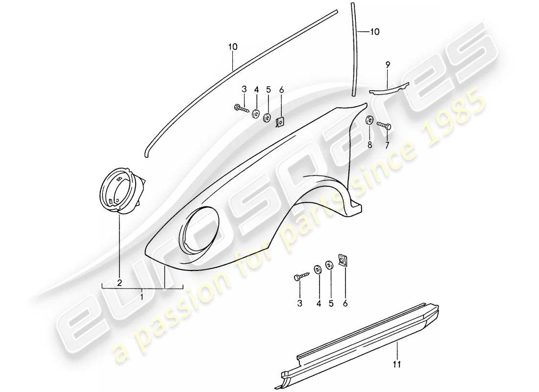 porsche 1988 (959) exterior panelling parts diagram