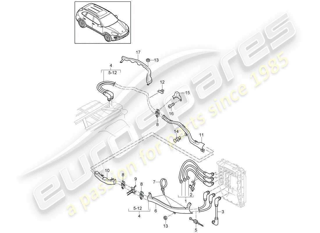porsche 2015 (cayenne e2 92a) wiring looms for vehicles with hybrid drive d >>- mj 2014 part diagram