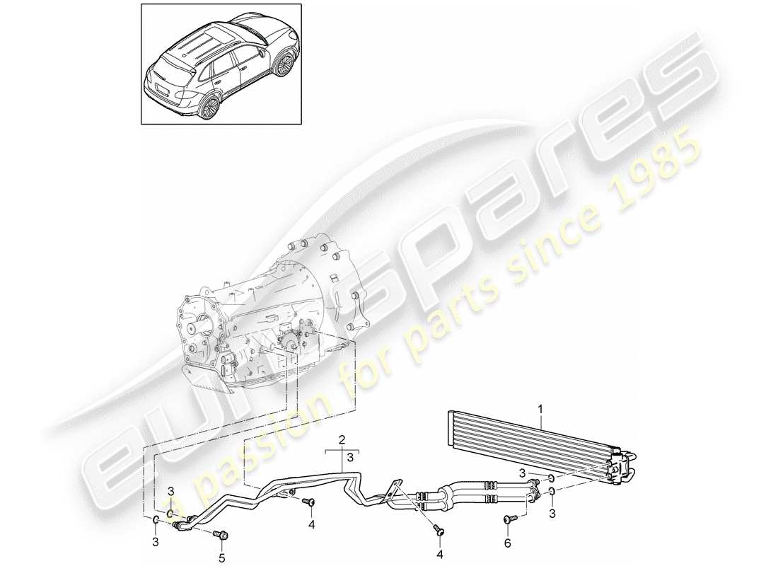 porsche 2012 (cayenne e2 92a) tiptronic gear oil cooler oil pipe part diagram