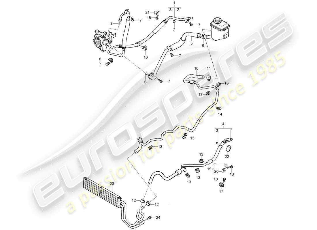 porsche 2008 (cayenne e1 9pa) power steering pressure line oil cooler note: -pdcc- see illustration: 403-010 part diagram