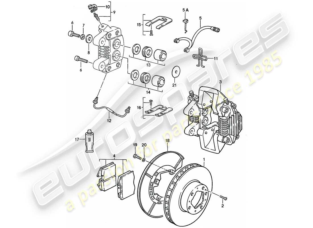 porsche 944 (1991) disc brakes - rear axle parts diagram