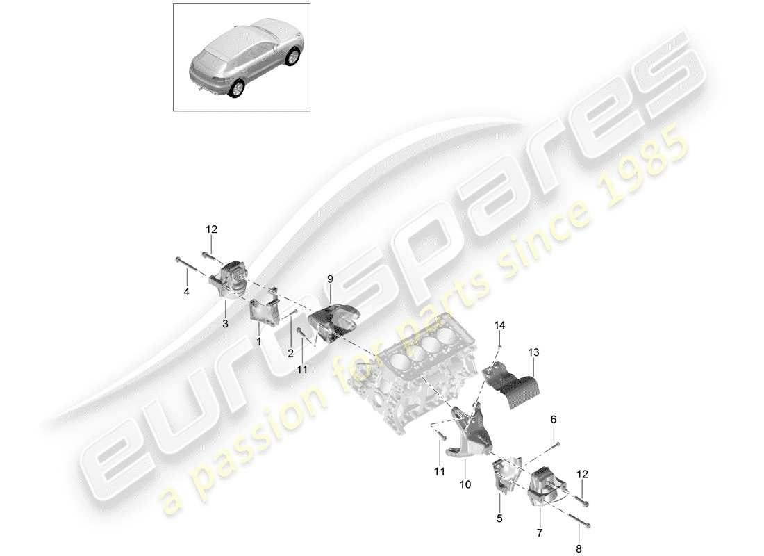 porsche 2016 (macan) engine lifting tackle lower part diagram