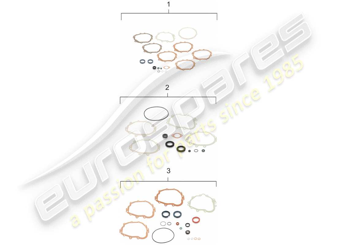 porsche 1968 (911/912) replacement transmission - repair kits - gasket set parts diagram