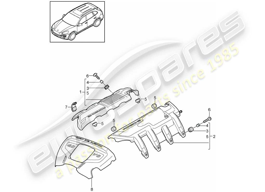 porsche 2018 (cayenne e2 92a) engine cover part diagram