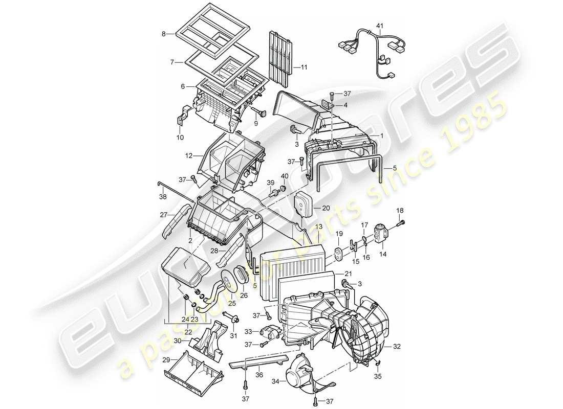 porsche 2007 (cayenne e1 9pa) air distribution housing front individual parts part diagram