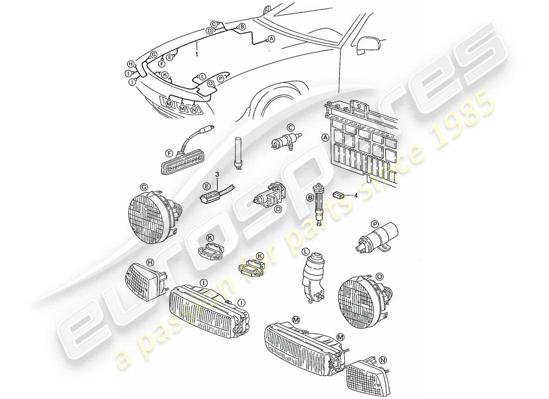 porsche 1989 (928) harness parts diagram