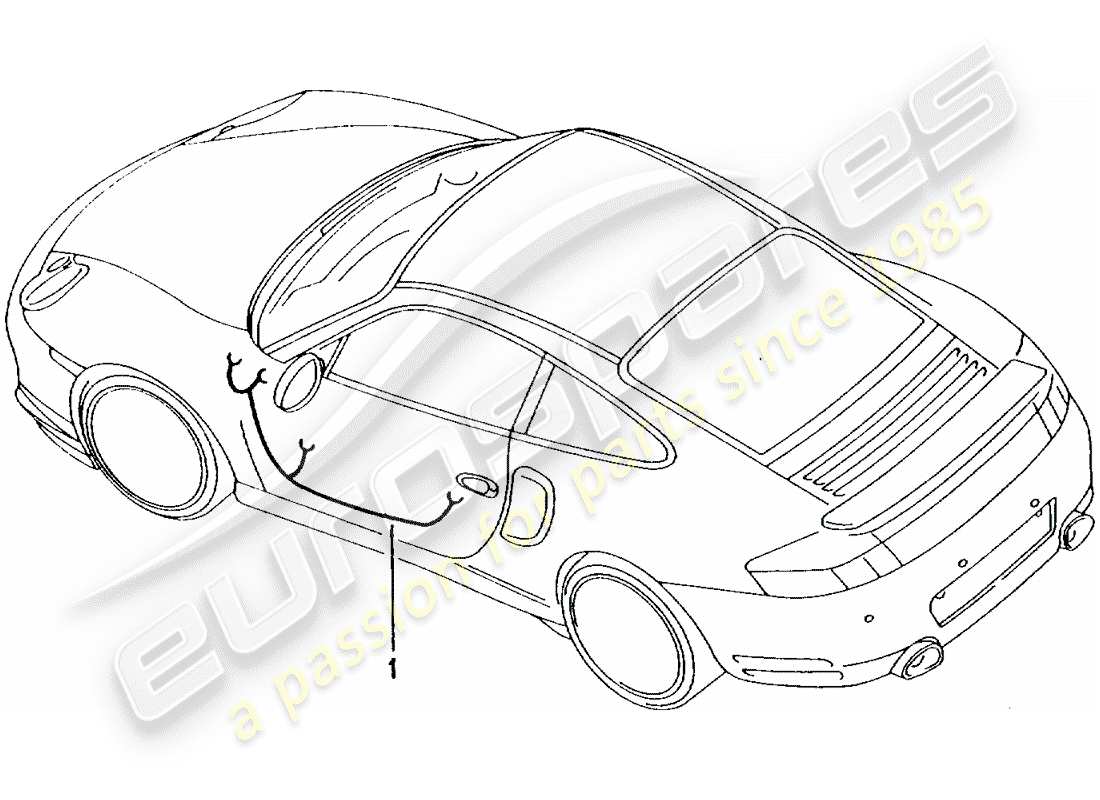 porsche 2005 (996 turbo / gt2) wiring harnesses - driver's door - passenger's door - convertible top control - sub frame part diagram