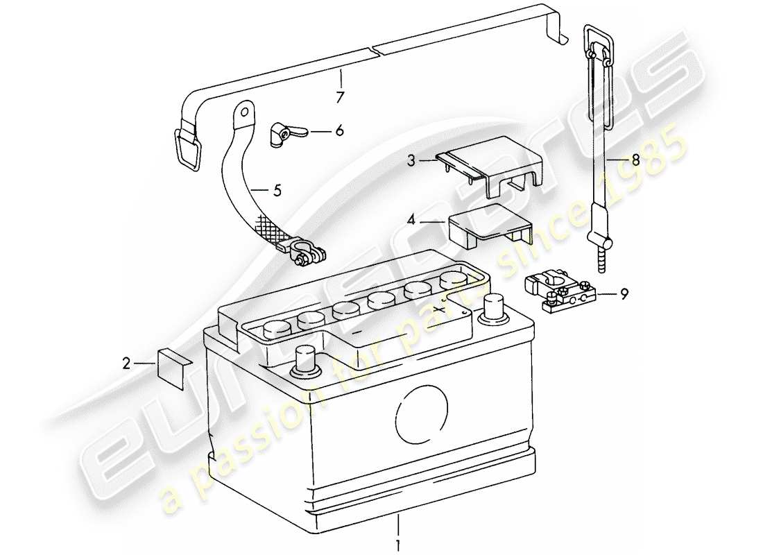 porsche 1965 (911/912) battery - d - mj 1969>> - mj 1969 part diagram