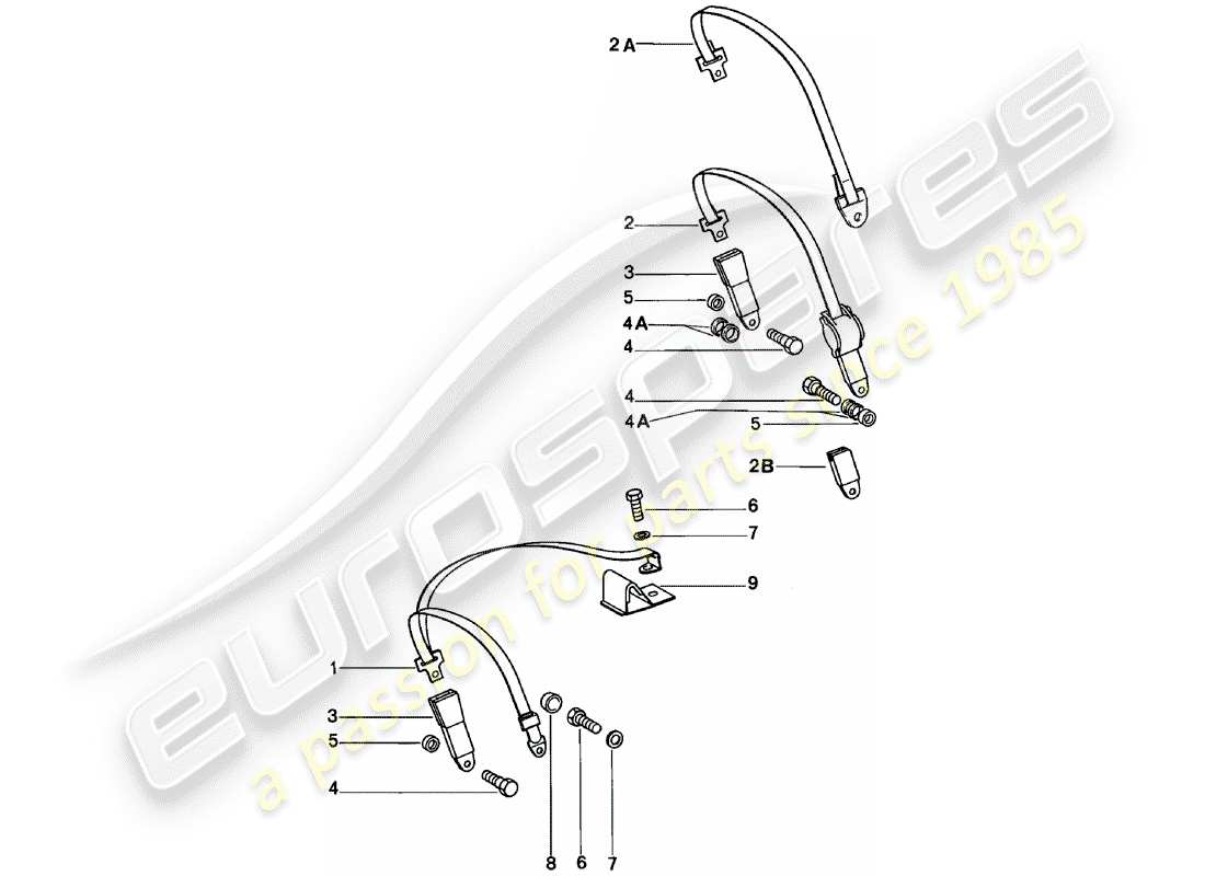 porsche 1983 (911) seat belt part diagram