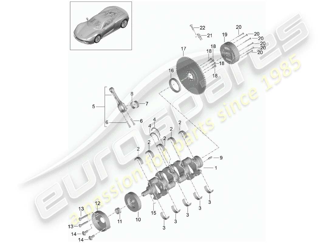 porsche 2015 (918 spyder) crankshaft parts diagram