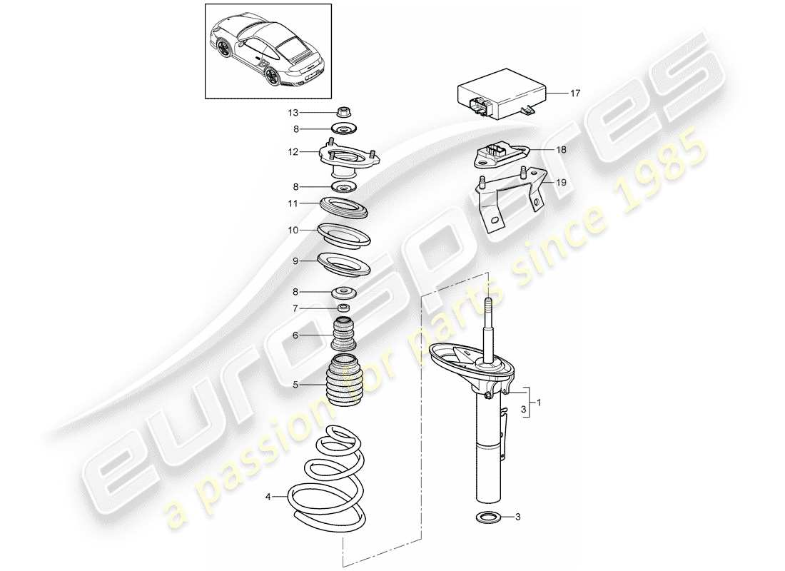 porsche 2011 (997-2 turbo / gt2 rs) suspension parts diagram