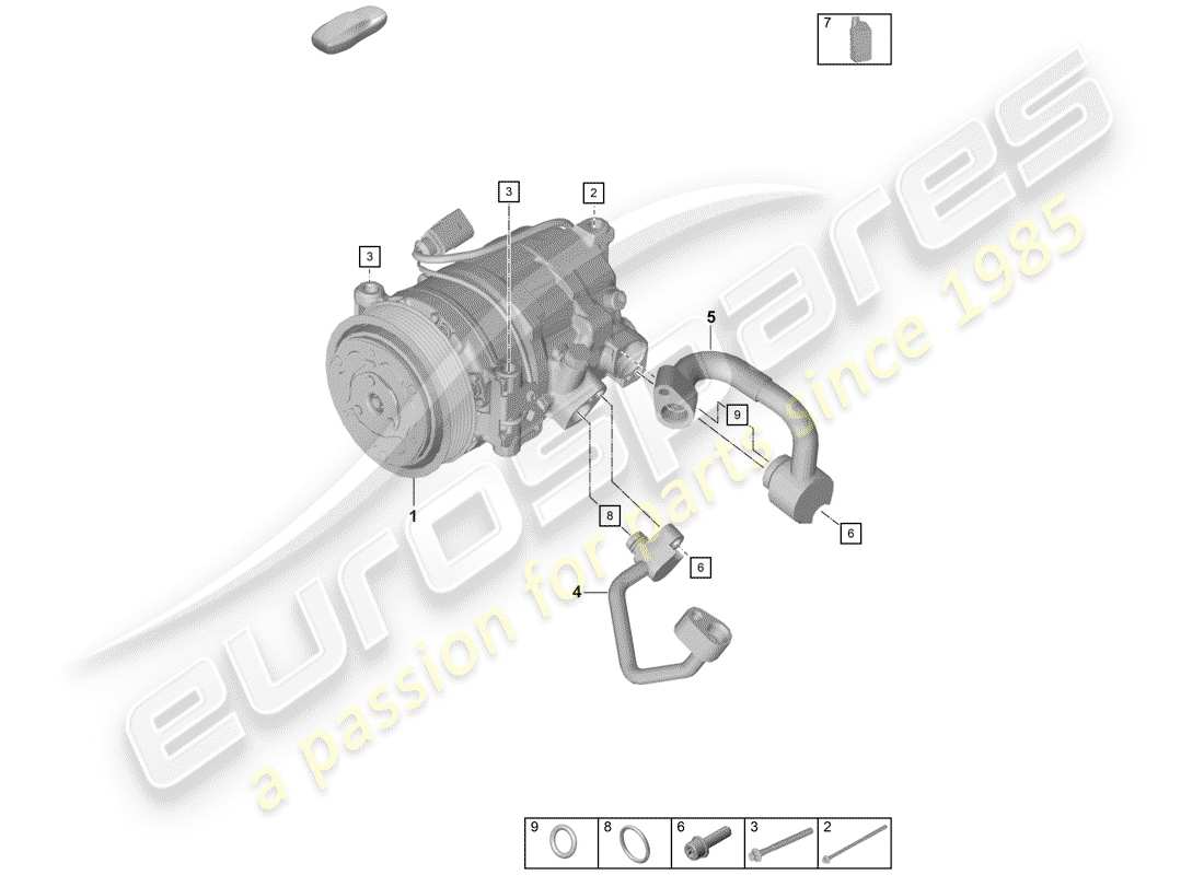 porsche 2019 (718 boxster spyder) compressor air conditioning part diagram