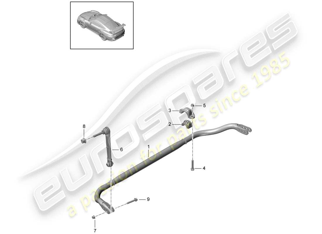 porsche 2016 (991-1 turbo) anti-roll bar part diagram