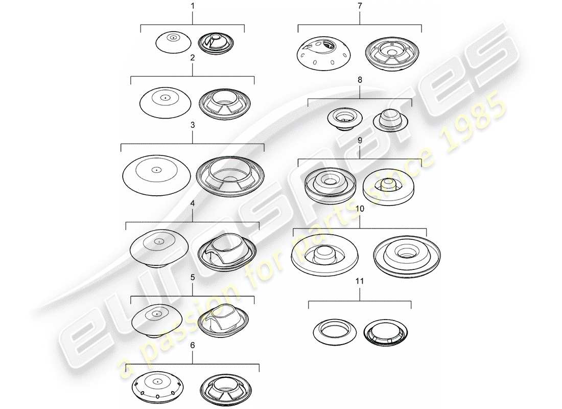 porsche 2005 (cayenne e1 9pa) bungs see workshop manual part diagram