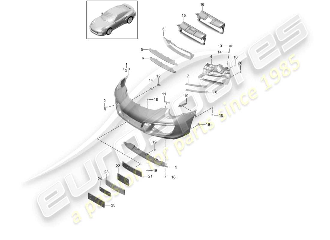 porsche 2014 (991-1 turbo) bumper front part diagram