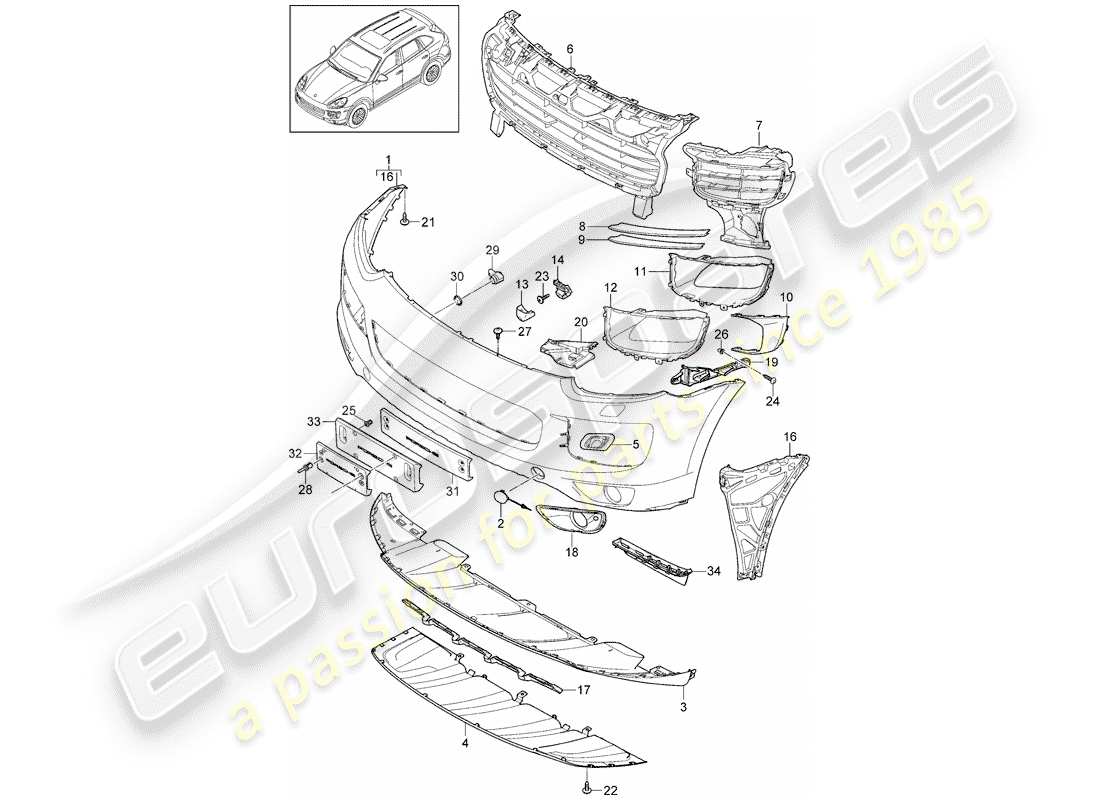 porsche 2015 (cayenne e2 92a) trim front 2nd generation d - mj 2015>>basic part diagram