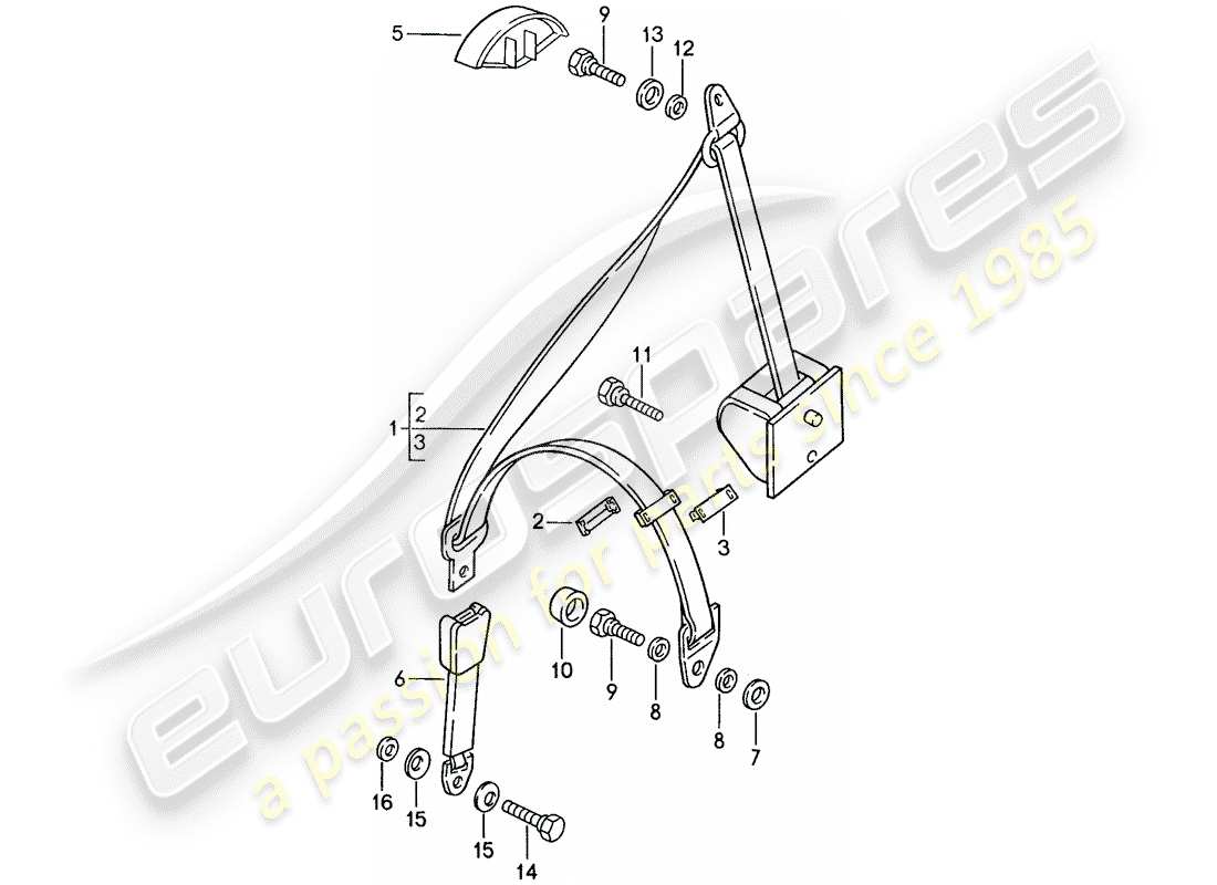 porsche 1991 (944) seat belt part diagram