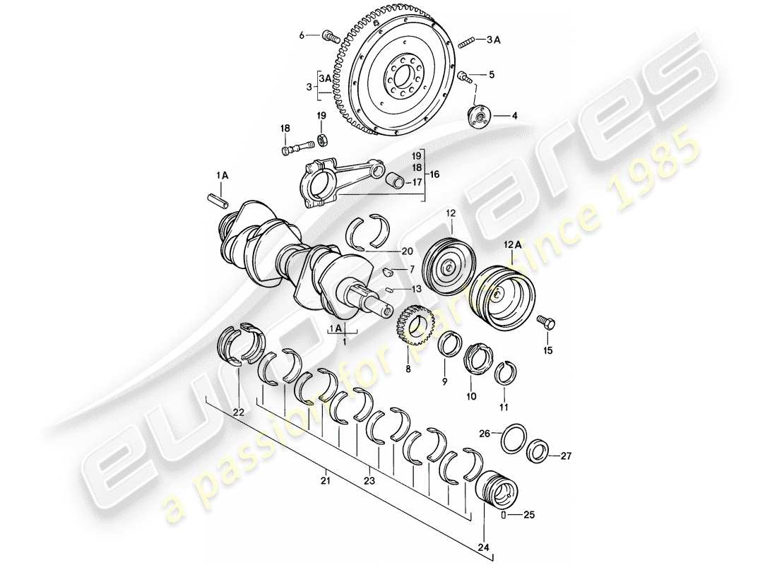 porsche 1985 (911) crankshaft part diagram